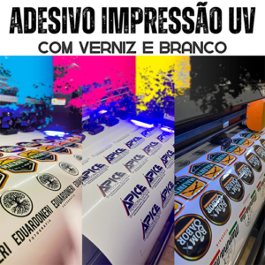 Adesivo Vinil Branco ou Transparente UV com Verniz e Branco