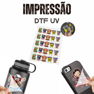 Impressão de Folha DTF UV Pronto para Aplicação - Envie Sua Arte